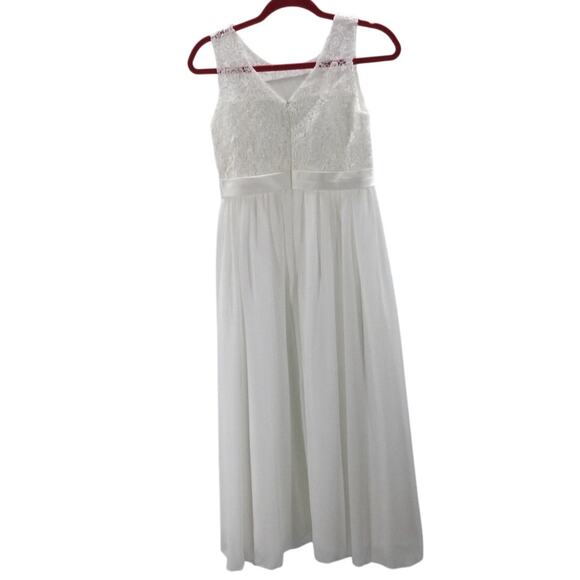 GIRL'S PARTY DRESS SZ 12-13 Y white lace chiffon flower girl long maxi NEW B152 - Picture 2 of 6